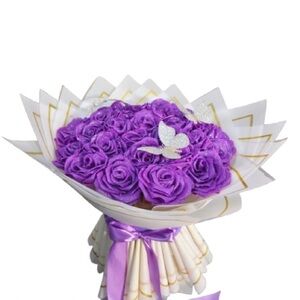 Purple Rose Bouquet with Butterfly Accents